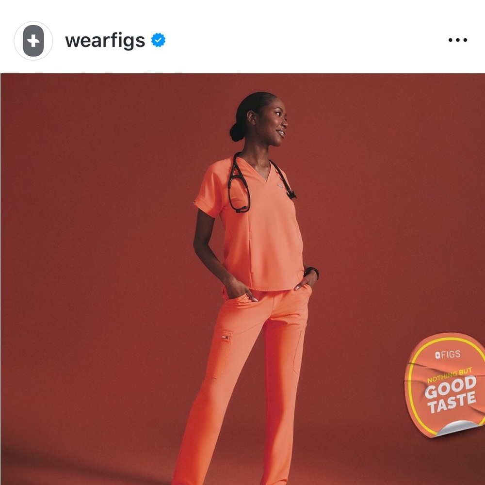 NWT Figs Women's Dowa Scrub Pants  XL Tall Papaya